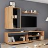 Merax Wohnwand in Holzfarbe, (3-St), 3-teiliges TV-Wohnwand-Set mit V-Schrank, Wandschrank und Wandregal Bild 4