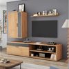 Merax Wohnwand in Holzfarbe, (3-St), 3-teiliges TV-Wohnwand-Set mit V-Schrank, Wandschrank und Wandregal Bild 3