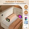 Sofabett, Polstertes Einzelbett mit hydraulischem Stauraum USB Type-C Ladestation Holzlattenrost, Samt, Beige, 90x200cm Bild 4