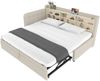 Tagesbett aus Leinen mit Ausziehbett, USB-Anschluss & Ablagen, 90x200 cm, Beige, ohne Matratze Bild 5