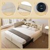 Tagesbett aus Leinen mit Ausziehbett, USB-Anschluss & Ablagen, 90x200 cm, Beige, ohne Matratze Bild 5