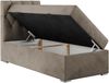 Boxspringbett ALDA, Einzelbett mit gestepptem Kopfteil und einem Bettkasten, 90x200 - Braun Velours - links - H3 Bild 3