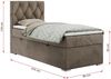 Boxspringbett ALDA, Einzelbett mit gestepptem Kopfteil und einem Bettkasten, 90x200 - Braun Velours - links - H3 Bild 4
