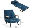 HOMCOM Schlafsessel 4 in 1 Sessel mit Schlaffunktion, 183x63 cm Klappbar Schlafsessel mit 5-stufig Verstellbarer Rückenlehne, Lendenkissen und Samtoptik für Wohnzimmer, Blau Bild 2