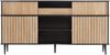 Kommode 160x40x80 cm, Eicheoptik Schwarz, mit Schiebetüren, Schublade und verstellbaren Regalen Bild 5