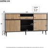 Kommode 160x40x80 cm, Eicheoptik Schwarz, mit Schiebetüren, Schublade und verstellbaren Regalen Bild 5