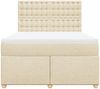 vidaXL Boxspringbett mit Matratze Creme 160x200 cm Stoff 3291350 Bild 4