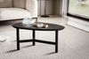 Couchtisch Mango Massivholz Metall Schwarz Nierenform Dreibein 86x50x37cm Modern Bild 3