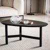 Couchtisch Mango Massivholz Metall Schwarz Nierenform Dreibein 86x50x37cm Modern Bild 2