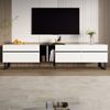 TV Lowboard Sideboard Weiß 180 cm - Moderner Fernsehschrank mit Klappfach (Hydraulik) & Stauraum, höhenverstellbare Füße Bild 4