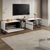 TV Lowboard Sideboard Weiß 180 cm - Moderner Fernsehschrank mit Klappfach (Hydraulik) & Stauraum, höhenverstellbare Füße Bild 5