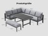 MeXo Gartenlounge-Set Outdoor Gartenmöbel Lounge-Set für 6-8 Personen, (Aluminium-Ecklounge, linke Ecke, 5-tlg, wetterfest & pflegeleicht), großer Esstisch 130×80 cm, bis 140 kg belastbar je Sitz Bild 3