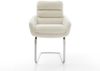 Freischwinger Abelia-Flex mit Armlehnen Teddystoff Beige Freischwinger flach Edelstahl Bild 2