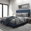 Merax Polsterbett Doppelbett 140x200 aus Leinen & Holz & Metall mit Lattenrost & Kopfteil für Schlafzimmer Blau Bild 5