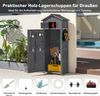 Gartenschuppen 180,5 cm hoher Geräteschrank für den Außenbereich mit abschließbaren Türen klappbarem Tisch Grau Bild 3