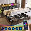 Merax Polsterbett Metallbett LED App-Control Doppelbett mit aufladen USB und LED-Beleuchtung, Metallbett 160x200cm, Holz Bild 2