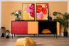 Finori Lucca 57A Lowboard, schwarz / Multicolor | Lowboard für Wohnzimmer | Maß: B x H x T ca. 184,5 x 70 x 40 cm | Lowboard mit 3 Türen, 2 Schubkästen und 2 Einlegeböden Bild 3