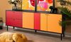 Finori Lucca 57A Lowboard, schwarz / Multicolor | Lowboard für Wohnzimmer | Maß: B x H x T ca. 184,5 x 70 x 40 cm | Lowboard mit 3 Türen, 2 Schubkästen und 2 Einlegeböden Bild 2