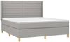 vidaXL Boxspringbett mit Matratze Stoff Hellgrau 180x200 cm, Härtegrad: H2 [3132089] Bild 3
