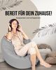 PATCH HOME 2 in 1 Sitzsack Sessel – Ø100 cm – Grau, bequemer Sitzsack aus Luxus-Polyester-Gewebe, bereits befüllt Bild 2
