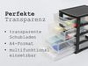 Hausfelder Schubladenbox Schubladenschrank A4 mit 3 Schubladen, 4 Stück inkl. Aufkleber, (4-St, A4 mit 3 Schubladen + Aufkleber), klare Sicht, einfache Organisation, bequemes Öffnen und Schließen Bild 4
