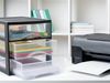 Hausfelder Schubladenbox Schubladenschrank A4 mit 3 Schubladen, 4 Stück inkl. Aufkleber, (4-St, A4 mit 3 Schubladen + Aufkleber), klare Sicht, einfache Organisation, bequemes Öffnen und Schließen Bild 2
