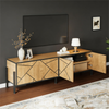 Merax 153 cm TV-Schrank, lowboard, TV-Ständer mit 4 Türen, kontrastierendem geometrischem Design, geeignet für Fernseher um die 65 Zoll, Natur Bild 2