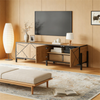 Merax 153 cm TV-Schrank, lowboard, TV-Ständer mit 4 Türen, kontrastierendem geometrischem Design, geeignet für Fernseher um die 65 Zoll, Natur Bild 3
