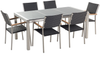 Essgruppe für 6 Personen GROSSETO Stein Granit Optik 180x90x76 cm Schwarz Bild 4