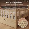 Bellabino 'Bia' Hausbett 140x200 cm mit 2 Schubladen, natur, Kiefer Massivholz, Montessori Kinderbett mit Stauraum, inkl. Rausfallschutz und Lattenrost Bild 5