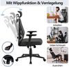 Yaheetech Bürostuhl Ergonomisch, Schreibtischstuhl mit Verstellbarer Kopfstütze, Armlehnen, Lendenwirbelstütze, Verschließbar Drehstuhl mit 90°-130° Liegefunktion höhenverstell Schwarz Bild 2