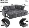 3-Sitzer Sofa mit Bettfunktion, Stauraum, Zierkissen, Rückenkissen, USB und Type-C, Liegefläche erweiterbar, Schlafsofa, Ecksofa, L-Form, Chenille Bild 5