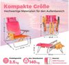 HOMECALL Klappstuhl Strandstuhl Leicht Klappbar Camping, 5-fach verstellbare Rückenlehne (Bis 136KG, Aluminiumrahmen, große Kühltasche und Aufbewahrungstasche, 1 St), Seitentaschen, Kopfstütze, Schultergurten, Handtuchhalter Bild 2