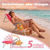 HOMECALL Klappstuhl Strandstuhl Leicht Klappbar Camping, 5-fach verstellbare Rückenlehne (Bis 136KG, Aluminiumrahmen, große Kühltasche und Aufbewahrungstasche, 1 St), Seitentaschen, Kopfstütze, Schultergurten, Handtuchhalter Bild 3