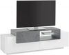 Dmora TV-Schrank Andris, niedriges Wohnzimmer-Sideboard, Fernsehständer-Basis, 100 % Made in Italy, 160 x 45 x 51 cm, glänzendes Weiß und Schiefer, Bild 4