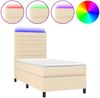vidaXL Boxspringbett mit Matratze & LED Creme 90x200 cm Stoff 3134930 Bild 2