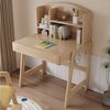Flieks Kinderschreibtisch Höhenverstellbar, mit Schubladen & Bücherregal & Haken (B88/T60/H108-118 cm, 1-St, 1 Tsich), Multifunktionaler Schreibtisch aus Massivholz Naturfarben, ab 6 Jahren Bild 2