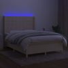 vidaXL Boxspringbett mit Matratze & LED Stoff Creme 140x200 cm, Härtegrad: H2 [3138882] Bild 3