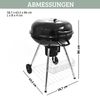 Kugelgrill Holzkohle ENNO [Inkl. Handschuhe & Ablage] BBQ Grill Holzkohlegrill mit klappbarem Deckel 55cm Grillwagen mit Rädern, Schwarz Bild 2