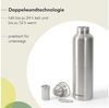 wenco Trinkflasche Edelstahl 1l / 1000ml isoliert und auslaufsicher für kalte und heiße Getränke auch als Thermoskanne verwendbar – mit Teesieb – BPA frei – silber Bild 3