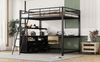 Bett 140x200 cm mit L-Schreibtisch und Schubladen – Hochbett mit Metallrahmen, Schwarz Bild 5