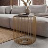 Beistelltisch Glas Metall 40cm Gold Rund - Moderner Anstelltisch - Design Sofatisch Couchtisch Drahtkorb - Loungetisch mit Gittergestel - Runder Wohnzimmertisch Klein Handmade Bild 2