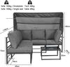 Merax Garten Loungesessel Set, Iron Sunny Island Sitzgruppe Hocker und Tisch mit Markise 4er Set Balkon und Garten Loungemöbel Terrassenmöbel Wetterfest Grau Inkl. aller Kissen, grau Bild 4