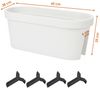 Spetebo Balkonkasten Balkon Blumentopf oval 60 x 28 cm - weiß (Packung, 1 St, bestehend aus 1x Pflanzkasten mit 4 Einhänge-Clips), Kunststoff Pflanzkasten zum Einhängen am Geländer Bild 2