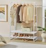 Vasagle Kleiderständer, Garderobenständer, Garderobe, 2 Ablagen, 6 Haken in S-Form, Stahlgestell, für Schlafzimmer, Flur, Eingangsbereich, wolkenweiß-mattweiß Bild 2