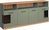 OTTO home Sideboard Ribe,180cm breit,80cm hoch, 9 Fächer, Oberplatte Eiche massiv,schwarze Metall Griffe,2 Türen mit Glaseinsatz Bild 2