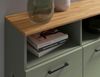 OTTO home Sideboard Ribe,180cm breit,80cm hoch, 9 Fächer, Oberplatte Eiche massiv,schwarze Metall Griffe,2 Türen mit Glaseinsatz Bild 4