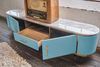 KAWOLA Lowboard MARIA TV-Bank Marmorplatte Kunstleder hellblau 45 x 40 x 200 cm Bild 4