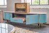 KAWOLA Lowboard MARIA TV-Bank Marmorplatte Kunstleder hellblau 45 x 40 x 200 cm Bild 2