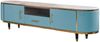 KAWOLA Lowboard MARIA TV-Bank Marmorplatte Kunstleder hellblau 45 x 40 x 200 cm Bild 3